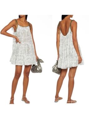 SOLID & STRIPED Parker Tiered Floral Embroidered Voile Mini Dress M